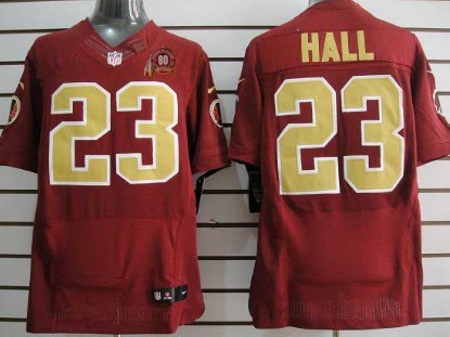 Nike Elite Jersey 80TH Washington Redskins 23 DeAngelo Hall Red With Gold